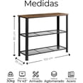 thumbnail image 2 of Raganet, Mesa de Consola Industrial con 3 Estantes, Mesa Auxiliar para Sala, Pasillo o Recibidor, Estructura de Acero y Superficie de Madera, 2 of 10