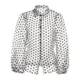 thumbnail image 2 of KOMOO Women Sheer Blouse Long Puff Sleeve Polka Dot Sheer Shirt Button Lapel Loose Blouse, 2 of 8
