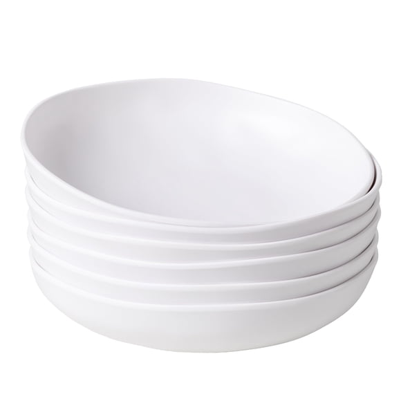 Juego de 6 platos hondos para pasta ZAROCRUS de 23 cm, 1,2 L, melamina blanca