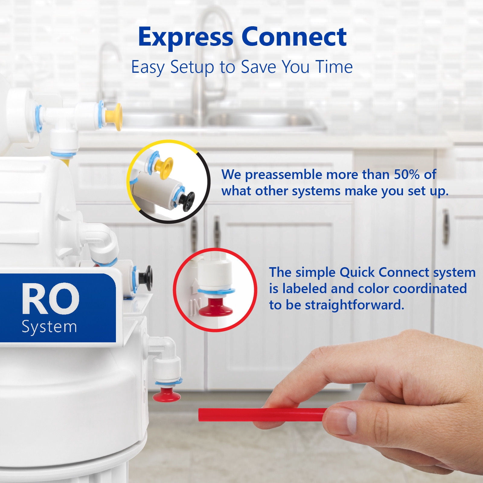 Express Water Deionization Reverse Osmosis Water Filtration System – 6 Stage RO DI Water Filter with Faucet and Tank – Distilled Pure – Under Sink Home Water Softener – 100 GPD with Pressure Gauge