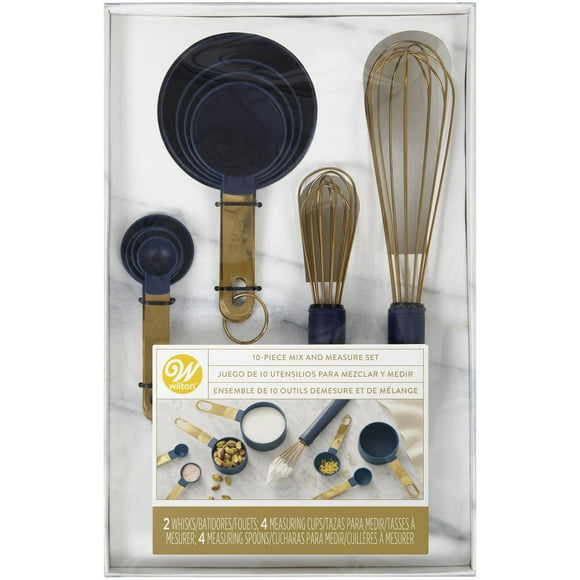 Wilton Navy Blue and Gold Kitchen Utensils Mix and Measure Set