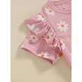 thumbnail image 6 of Bagilaanoe 2pcs Toddler Baby Girl Pants Set Floral Short Sleeve T-Shirts Tops + Flare Trousers 12M 18M 24M 3T 4T 5T Kids Casual Clothes, 6 of 7