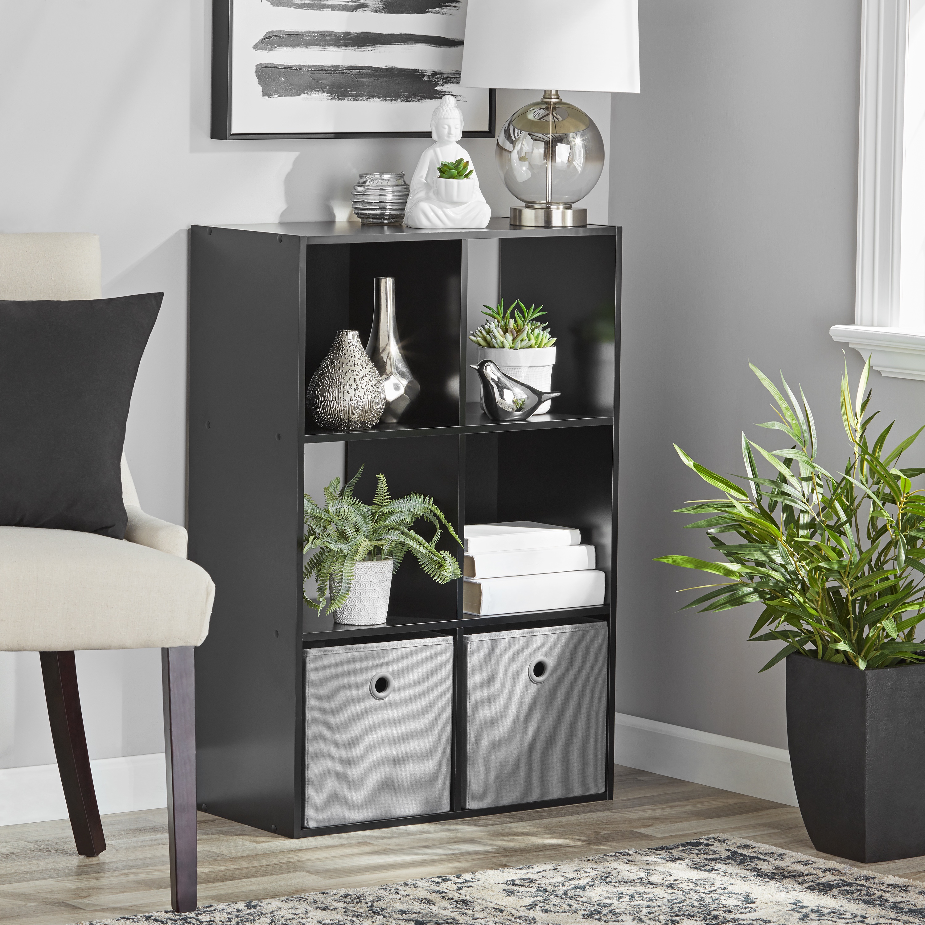 Mainstays 6 Cube Storage Organizer, Black