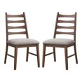 thumbnail image 2 of Gzxs Rustic Armless Dining Chairs Set of 2, Wooden Kitchen Chairs with Gray Linen Padded Seat, for Dining Room, Living Room (Walnut), 2 of 7
