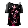 thumbnail image 4 of Gibobby Tirantes Para&nbsp;Camisa Tops estampados a la para mujer, camiseta con hombros descubiertos, camiseta elegante de manga corta con Sexy, blusa holgada（Rosa， M), 4 of 5
