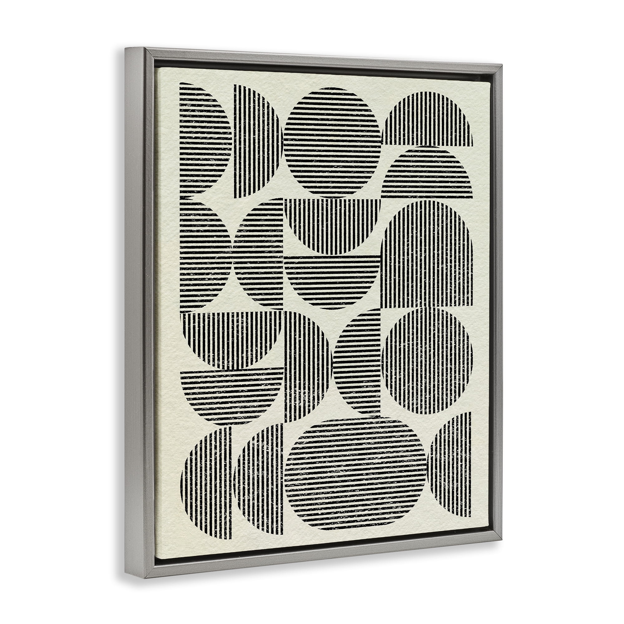 Stupell Industries Modern Arch Shapes Abstract Painting Gray Floater Framed Canvas Art Print Wall Art, 25 x 31