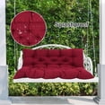 thumbnail image 3 of 3 Seater Porch Swing Cushion with Backrest and Ties, Made of Premium Polyester and PP Cotton, Great for Outdoor Furniture, Features Rivet and Tufted Design, 3 of 7