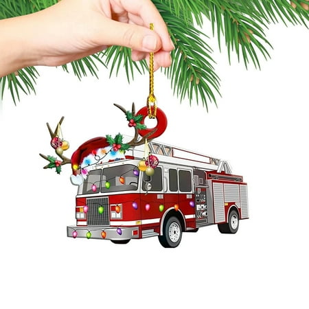 "Lightning Deals of Today ZKCCNUK 1PC Christmas Ornaments Hanging Decoration Gift Product Personalized Family Iron Fire Truck, Excavator,Excavator Pendant Christmas Decorations on Clearance"