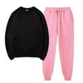 thumbnail image 2 of Fashion Two Piece Sets for Women Solid Color Round Neck Pullover Casual Sports Pants Sports Set Presents for Womens, 2 of 6