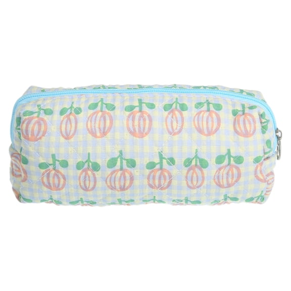 Unique Bargains Women Durable Small Quilted Makeup Bag for Vacation Blue Yellow Pink