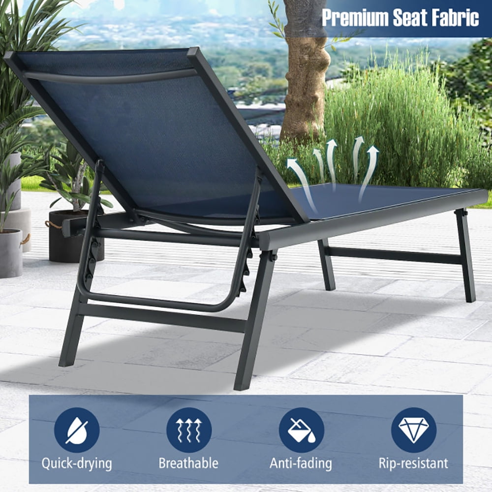 Aimee Lii 3 Pieces Patio Chaise Lounge Chair and Table Set for Poolside Yard, Patio Loungers, Navy Aimee Lii 3 Pieces Patio Chaise Lounge Chair and Table Set for Poolside Yard, Patio Loungers, Navy