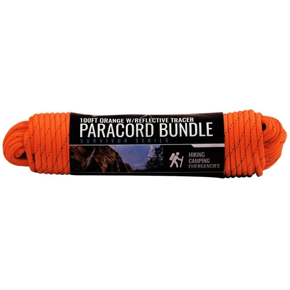 ASR Outdoor Survival Paracord Rope Reflective Tracer Orange - 100ft