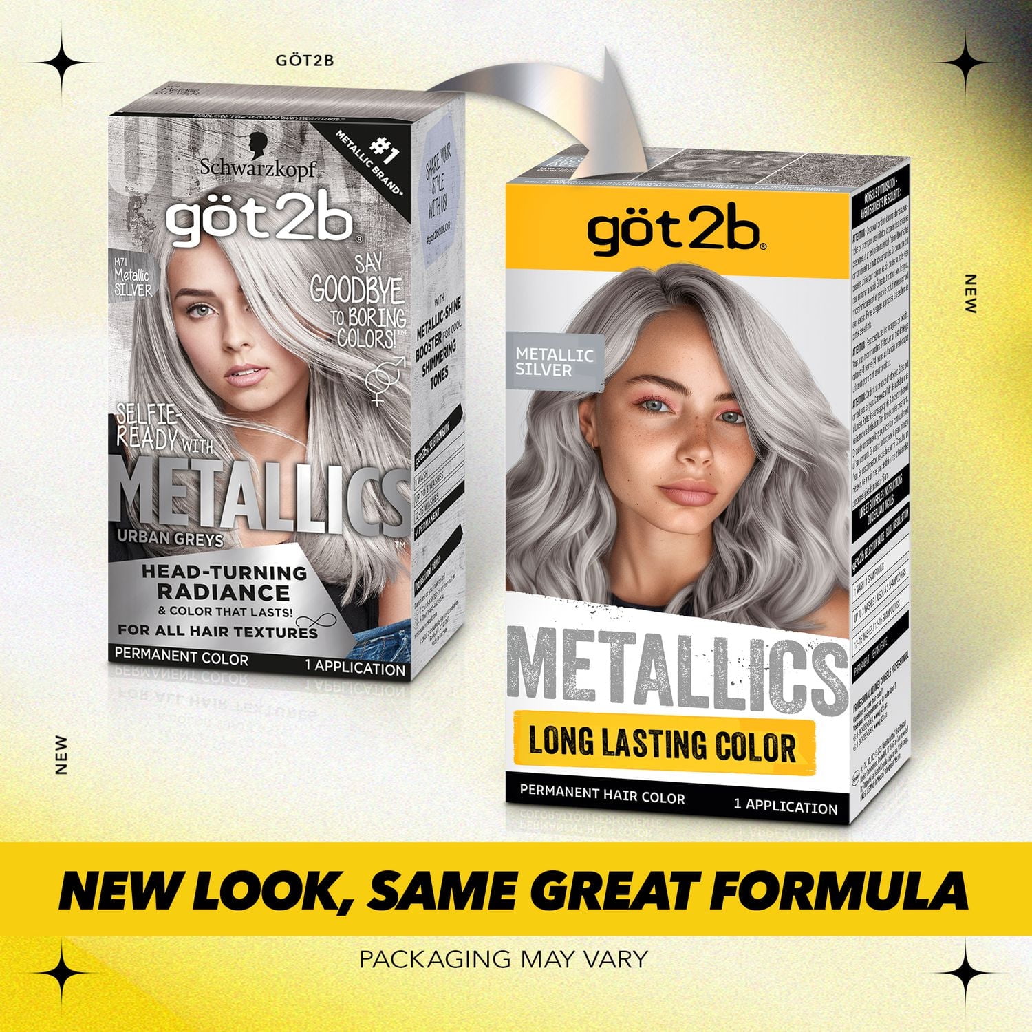 Got2b Metallics coloration permanente pour cheveux, argenté métallique M71, 1 application 1 application, 60 ml