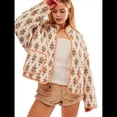 thumbnail image 1 of Chaqueta Acolchada Corta con Estampado Floral Vintage para Mujer, Chaqueta Corta Abierta Al Frente, Ropa de Abrigo Naranja M, 1 of 3
