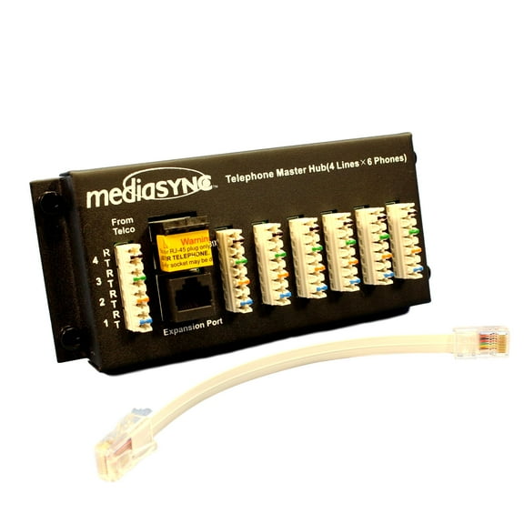 Cooper CSH6T Black 4x6 MediaSync Structured Media Telephone Module RJ131X