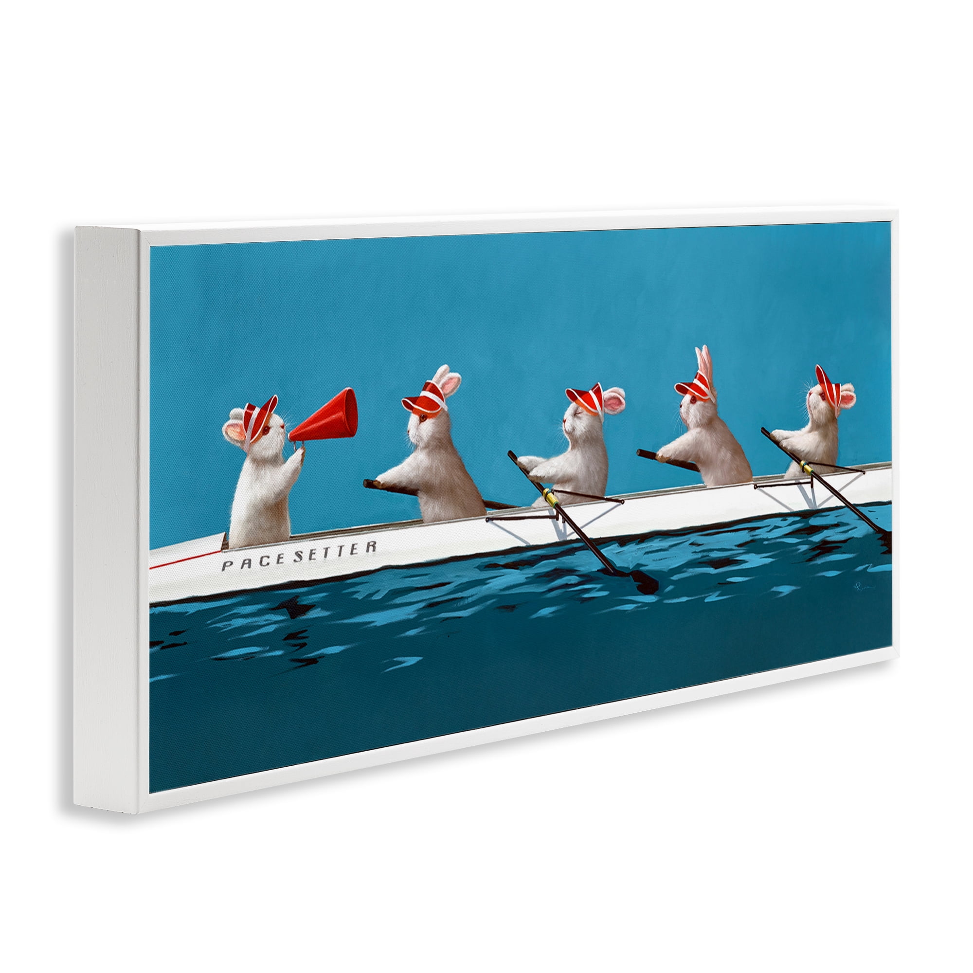 Stupell Industries Bunnies In The Boat White Framed Giclee Art, design by Lucia Heffernan