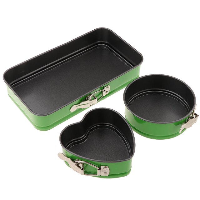 Sartén redonda antiadherente para tartas con resorte de 3 piezas a prueba de para tartas de queso para hornear verde Sunnimix Molde de pastel extraíble