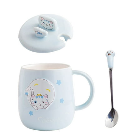 

1 Set of Ceramic Mug Lovely Cat Milk Cup Breakfast Cup Coffee Mug Decorative Cup with Spoon