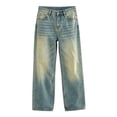 thumbnail image 6 of Boys Vintage Washed Wide Leg Jeans, Kids Streetwear Distressed Denim Pants, Loose Fit Baggy Jeans for Casual Skate Wear(Blue,14-15 Years), 6 of 7