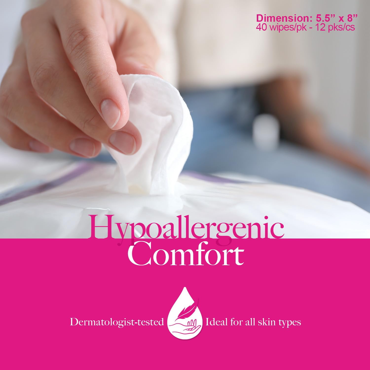 Dynarex HerCare Feminine Wipes, Extra Soft and Gentle Personal Care Wipes, Scented, 480 Count