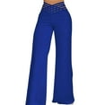 thumbnail image 2 of Baqcunre Pants for Women,Hollow Belt Pants High Waist Casual Wide Leg Pants,Women's Pants Wide Leg Pants Woman Business Casual Women Womens Clothes Blue M, 2 of 4
