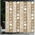 thumbnail image 3 of Ambesonne Nautical Shower Curtain, Sea Animals Shells Stripes, 69"Wx70"L, Camel White, 3 of 4