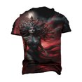 thumbnail image 3 of Men's 3D Digital Printed Medusa with Greek Pattern T-Shirt - Red and Black Mythical Design, Casual Crew Neck Short Sleeve Summer Top, Machine Washable Personality, 3 of 6