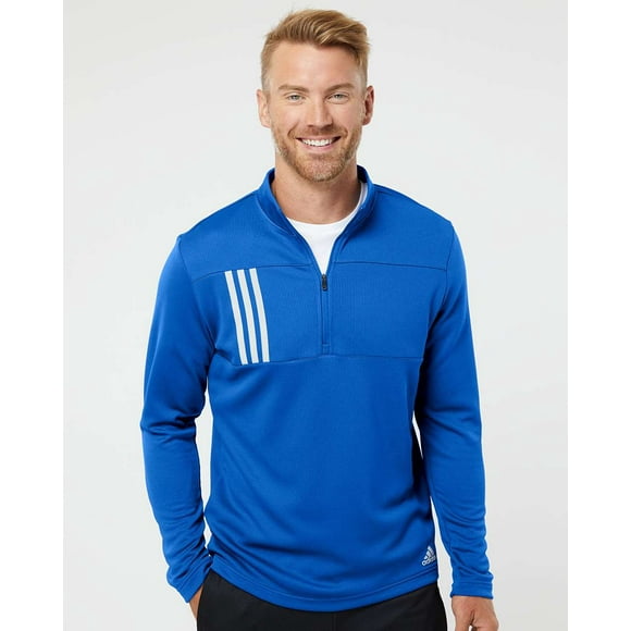3-Stripes Double Knit Quarter-Zip Pullover, 4XL, Team RoyalGrey Two