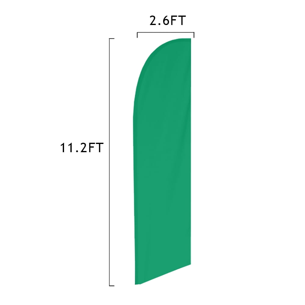Vispronet - Medium Green Solid Feather Flag Kit - 13.5ft Knitted Polyester Swooper Flag with Pole Set and Ground Spike - Dyed in The USA