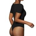 thumbnail image 2 of Xmarks Plus Size Women's Short Sleeve Stretchy Bodycon Romper Square Neck Sexy Unitard Jumpsuit   Sexy One Piece Bodysuit Sports Romper S-3XL, 2 of 5