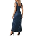 thumbnail image 3 of INSPIRE CHIC Satin Dress for Women's Ruched Front Elegant Wedding Guest Wide Straps Party Split Maxi Dresses XL Navy Blue, 3 of 6