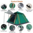 thumbnail image 3 of Green Camping Tent, Foldable Waterproof Tent, Equipped with 2 Mosquito Nets, Windows and Storage Bag, Suitable for Hiking, Mountain Climbing, Exploration and Fishing., 3 of 11