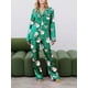 thumbnail image 1 of Conjunto de pijama navideño para mujer, estampado de Papá Noel, camisa de manga larga abotonada con pantalones elásticos, ropa de dormir, ropa de estar por casa, pijamas, 1 of 5