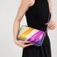 thumbnail image 2 of Bolso de hombro de PU con diseño de arcoíris y bloques de color de gran venta, bolso cruzado de moda para mujer 2024, nuevo bolso cruzado con cadena y cremallera de diamantes para mujer, 2 of 5