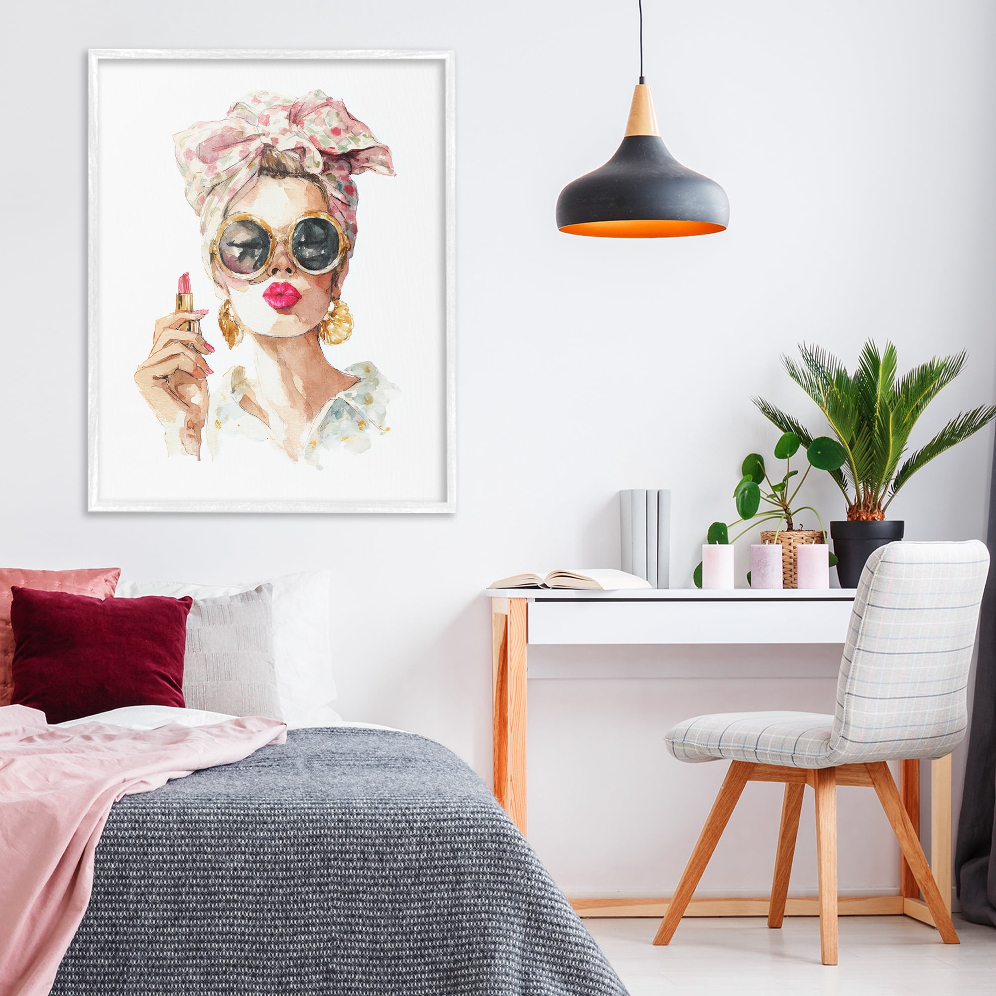 Stupell Industries Feminine Lipstick Spell White Framed Giclee Art, design by Svetlana Aleynikova