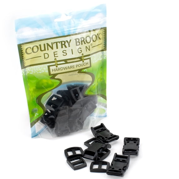 10 - Country Brook Design® 5/8 inch Black Contoured Side Release Buckle & Wide Mouth Triglide Set
