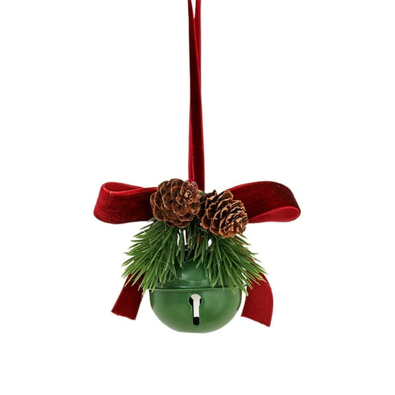 Christmas Tree Bell Ornament – Velvet Bow with Wrought Iron Bell, Festive Hanging Decoration for Tree, Door, Wall, Gift Wrapping & Holiday Displays