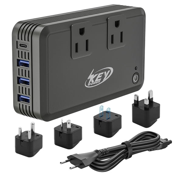 Key Power 220V to 110V Voltage Converter, 230W Step Down International Power Converter Adapter Combo with UK/AU/US/EU Travel Adapter
