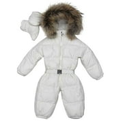 Hooded Snowsuit Warm Collar Hooded Down Solid Color Jumpsuit Waist-down Windproof Jacket Outerwear(Newborn Baby Boy Girl&Infant)