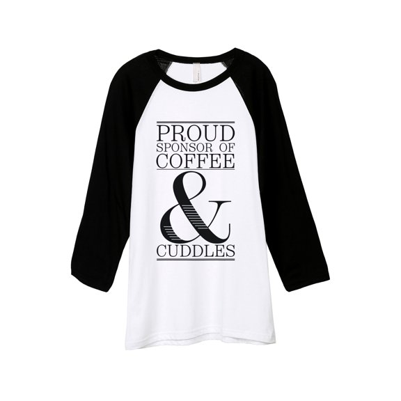 Thread Tank Proud Sponsor Of Coffee And Cuddles Unisex 3/4 Sleeves Baseball Raglan White Black X-Small