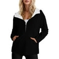 thumbnail image 5 of 2025 New Women's Solid Color Half Zip Up Fleece Hooded Sweatshirt, Long Sleeve Oversized Pullover with Drop Shoulder and Pocket, Casual Comfort Wear for Daily Life and Outdoor Activities Black L, 5 of 8