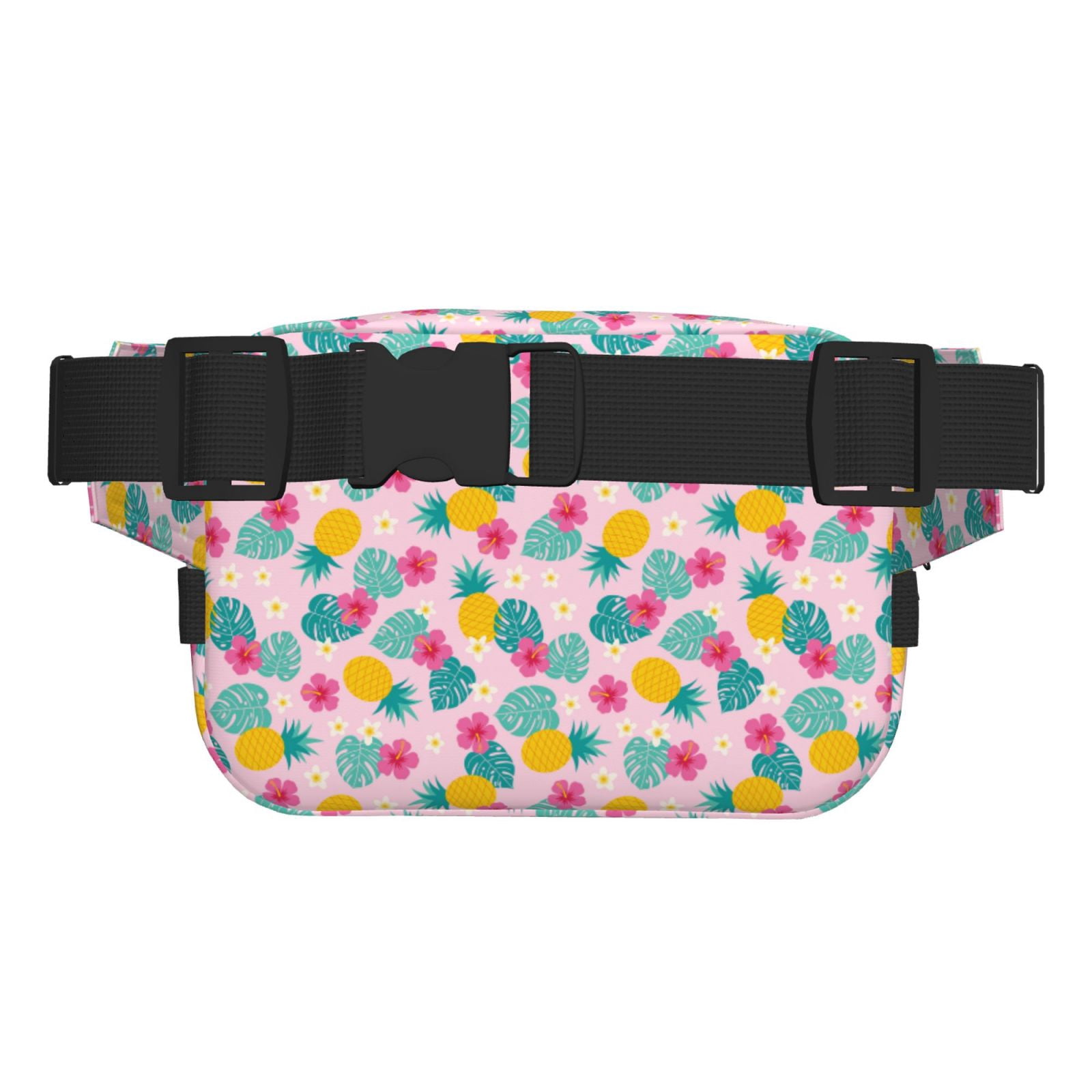 Fuzoiu Pineapple And Leaves Print Unisex Square Double Layer Waist Bag,Crossbody Fanny Pack Travel Workout Accessory