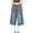 Dark Blue, variant on Women's Solid Lightweight Loose Denim Culottes,High Waist Belted Washed Wide Leg Cropped Trousers for Outdoor Walking