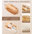 thumbnail image 2 of Bolsa de maquillaje Hairao, grande, de doble capa, impermeable, color beige, 2 of 7