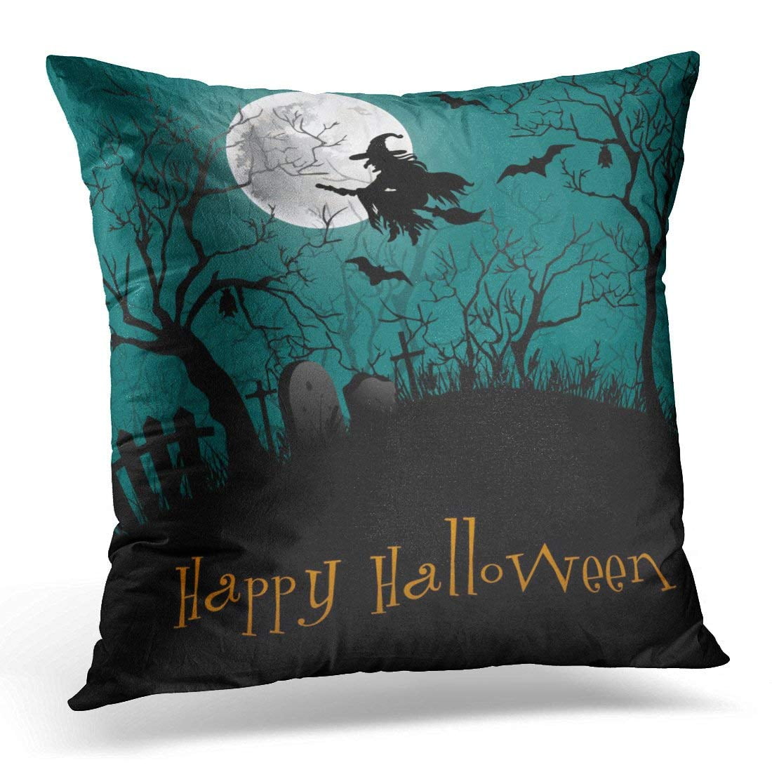 USART Black Haunted Halloween Party Forest Pillow Case Pillow Cover