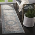 SAFAVIEH Sofia Waylon Geometric Bordered Runner Rug, Light Grey/Blue, 2