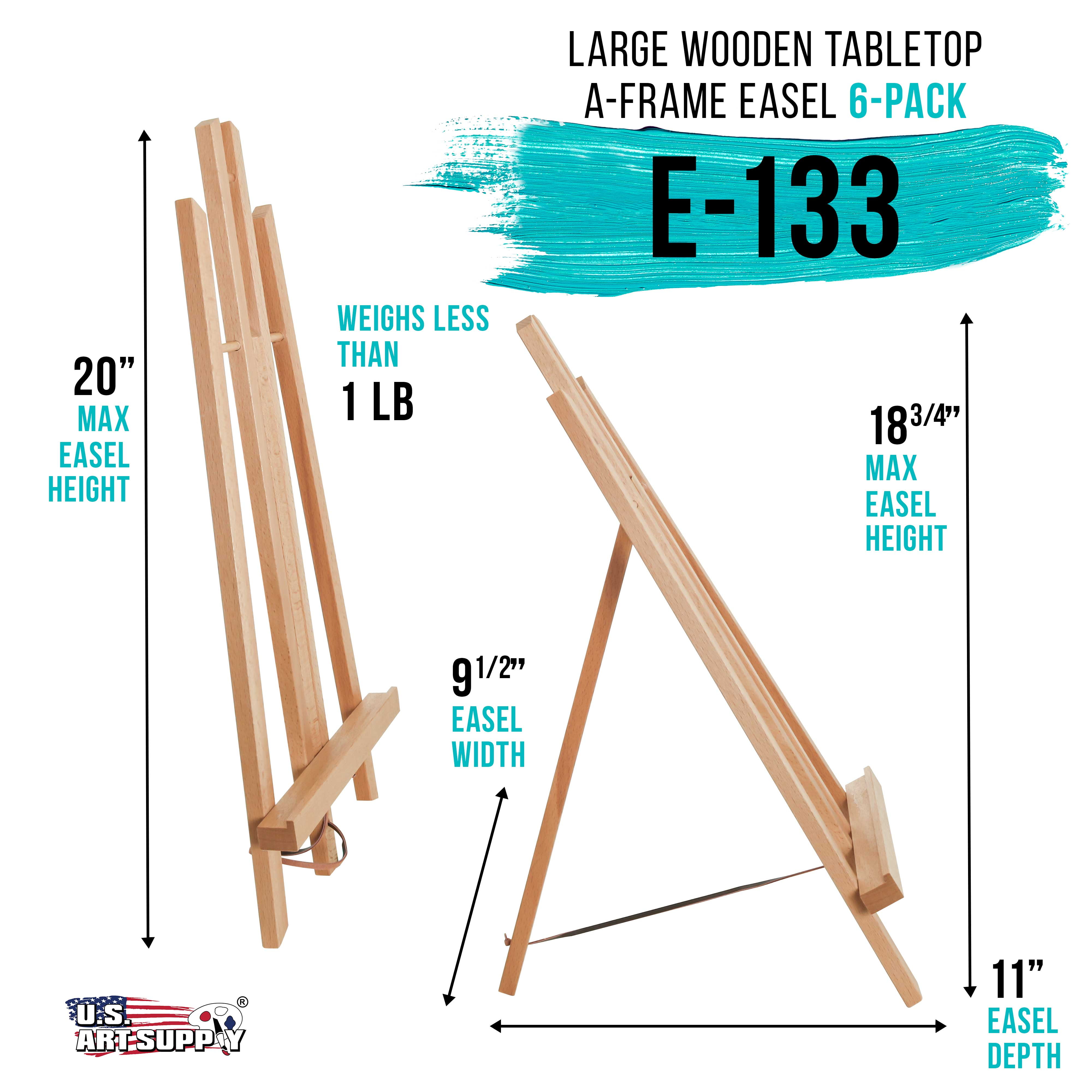 U.S. Art Supply 18" Large Tabletop Display Stand A-Frame Artist Easel (Pack of 6), Beechwood Tripod, Canvas Photo Holder