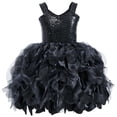thumbnail image 4 of Kiijoy Girls Sequin Tulle Ruffle Dress Spaghetti Strap Birthday Party Pageant Gown, Black, 4 of 4