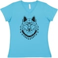 thumbnail image 3 of Inktastic Tribal Wolf Head Women's V-Neck T-Shirt, 3 of 5