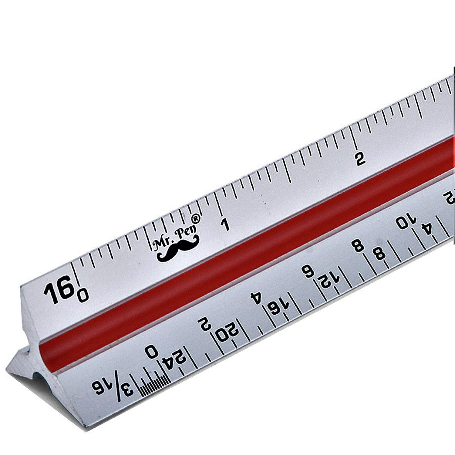 Triangular Architect Scale Ruler Set 12 Inch Imperial Scale Ruler with Stainless Steel Ruler and Metal Compass Architectural Scale Ruler Student Staionery Supplies Measuring Kit for Drafting